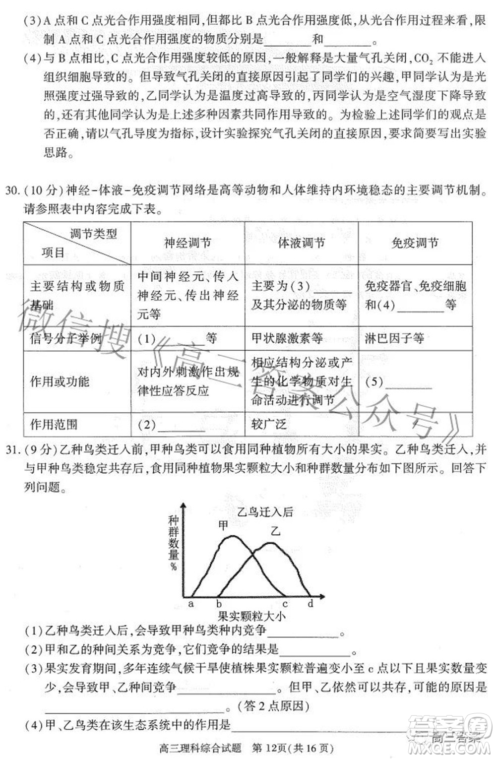 合肥市2022年高三第二次教學(xué)質(zhì)量檢測(cè)理科綜合試題及答案