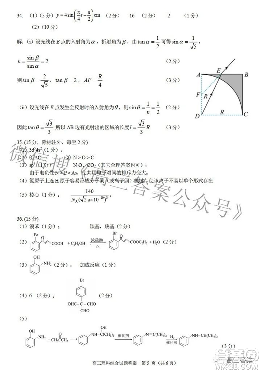 合肥市2022年高三第二次教學(xué)質(zhì)量檢測(cè)理科綜合試題及答案