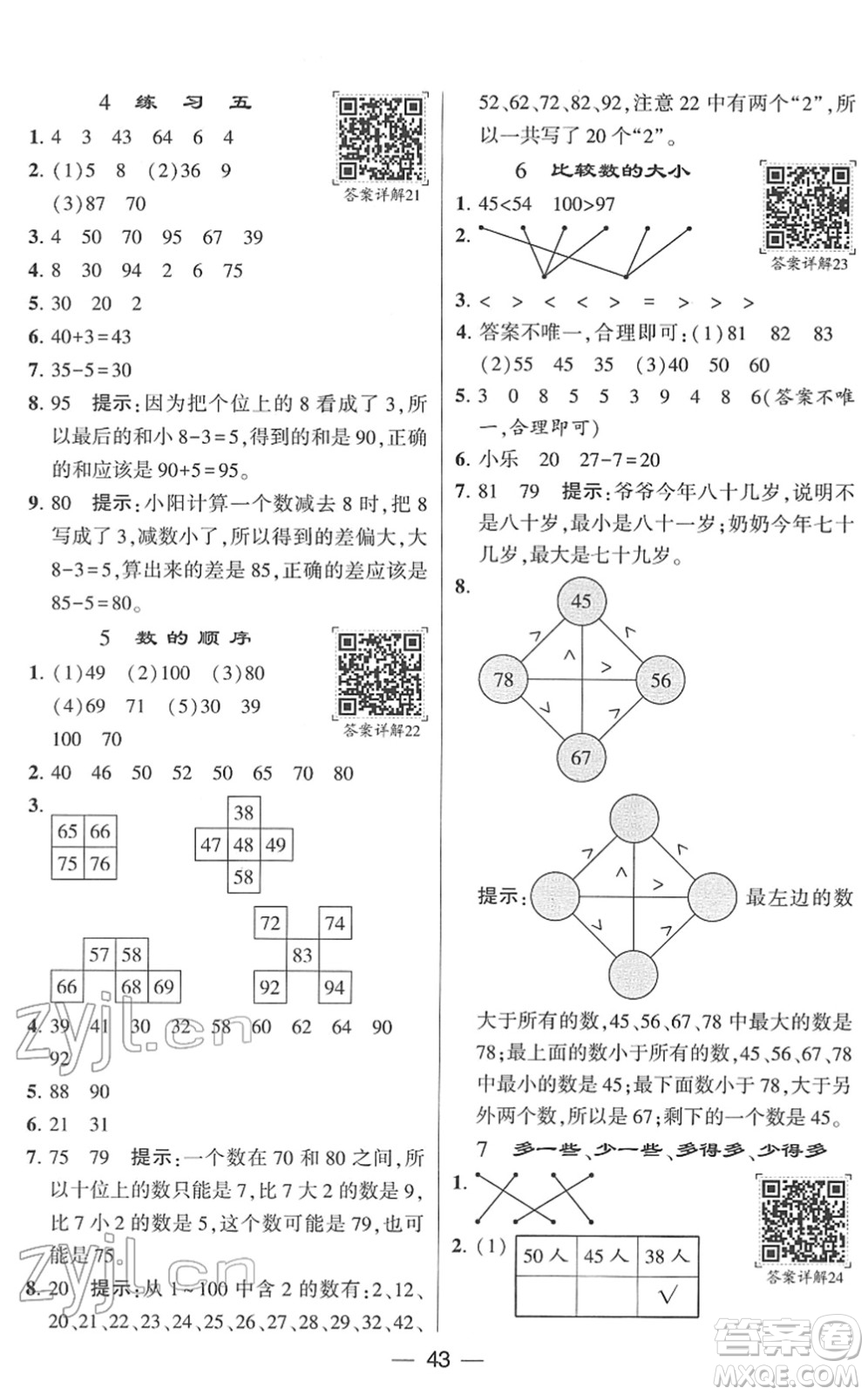 河海大學(xué)出版社2022學(xué)霸棒棒堂同步提優(yōu)一年級數(shù)學(xué)下冊SJ蘇教版答案