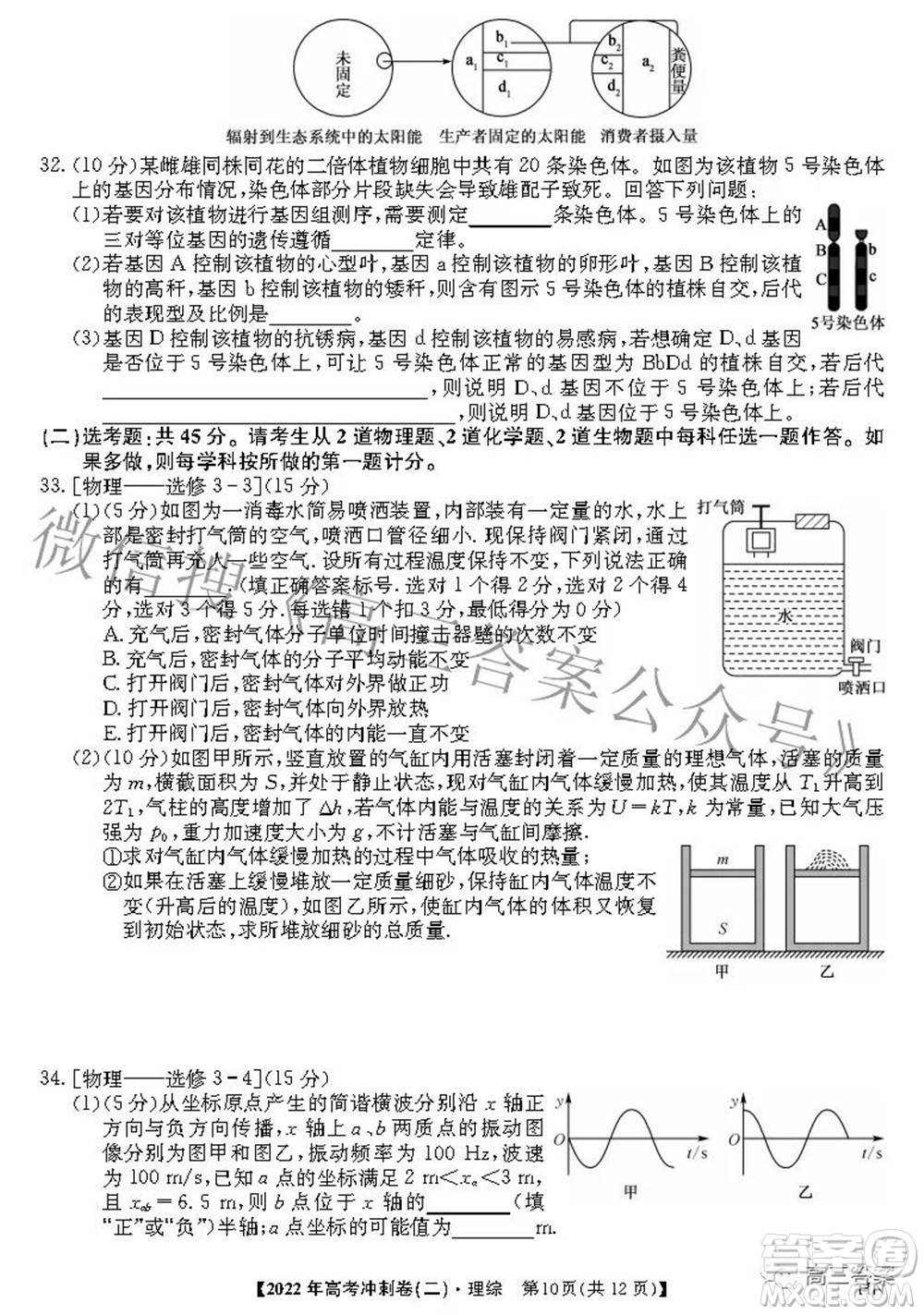 2022年高考沖刺卷二理科綜合試題及答案