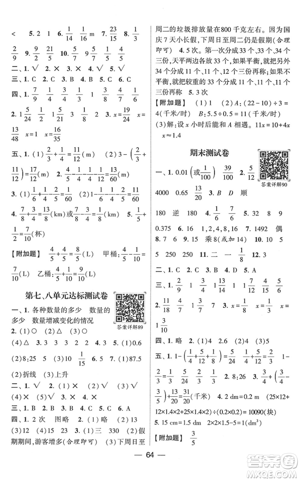 河海大學(xué)出版社2022學(xué)霸棒棒堂同步提優(yōu)五年級(jí)數(shù)學(xué)下冊RJ人教版答案