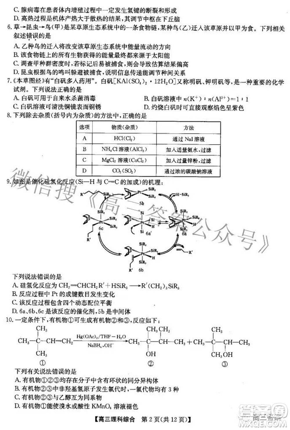 2022九師聯(lián)盟高三4月質(zhì)量監(jiān)測理科綜合試題及答案