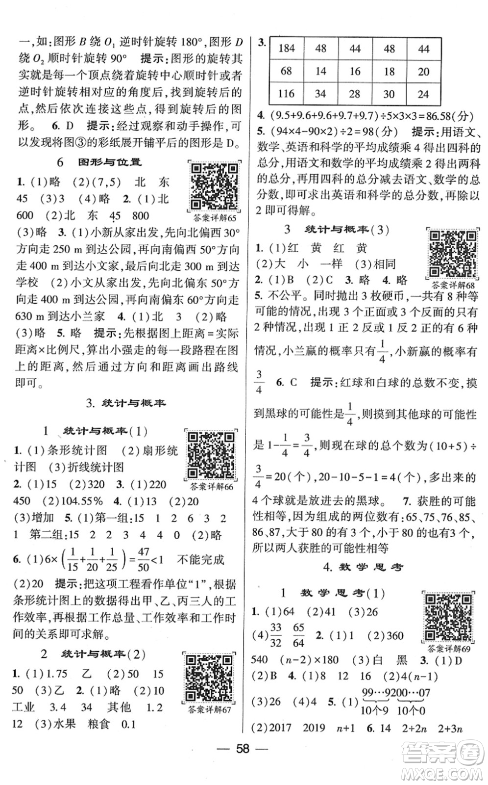 河海大學(xué)出版社2022學(xué)霸棒棒堂同步提優(yōu)六年級數(shù)學(xué)下冊RJ人教版答案