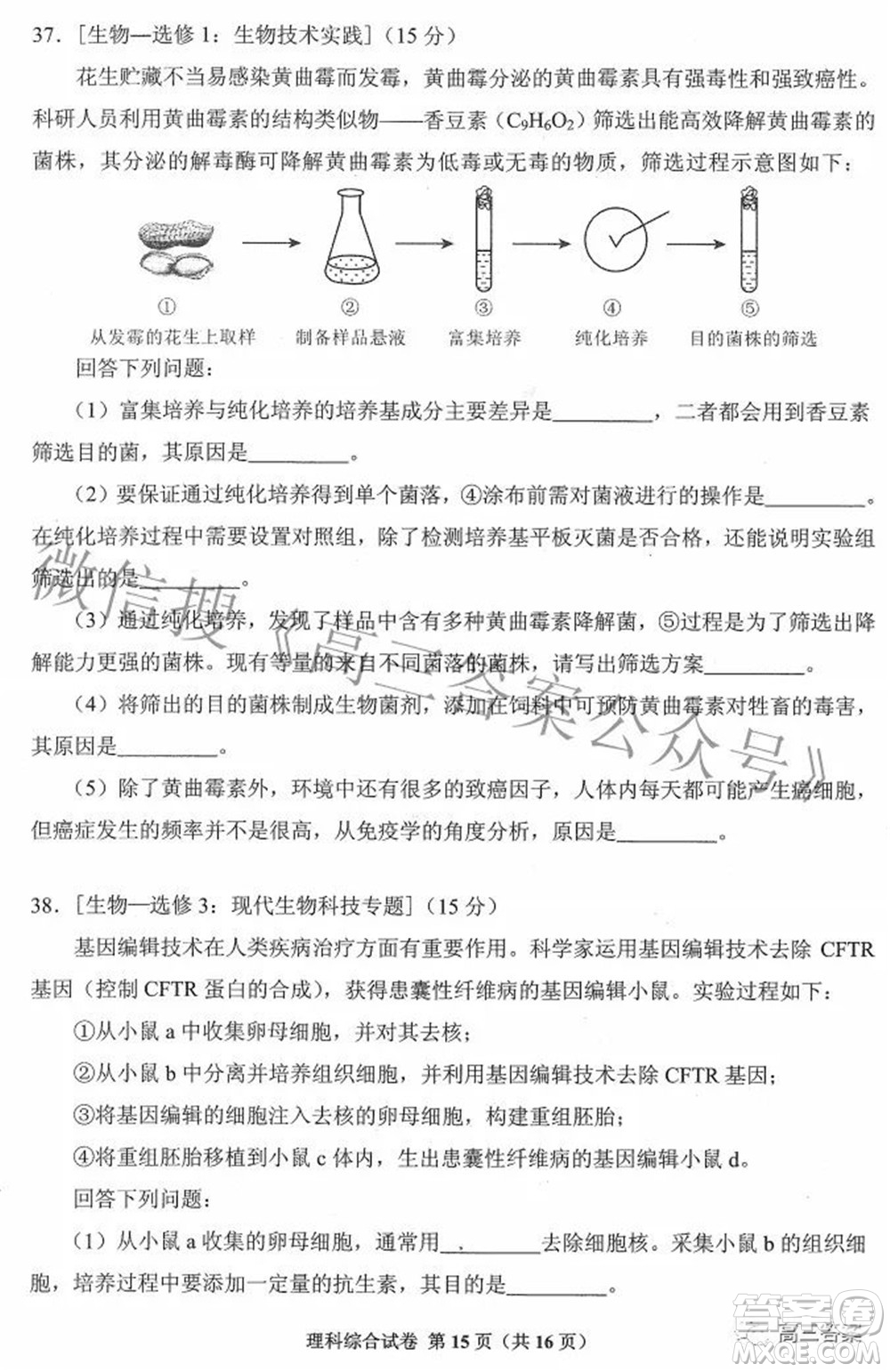 貴州省2022年普通高等學(xué)校招生適應(yīng)性測(cè)試?yán)砜凭C合試題及答案