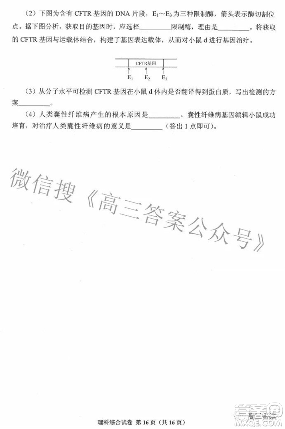 貴州省2022年普通高等學(xué)校招生適應(yīng)性測(cè)試?yán)砜凭C合試題及答案