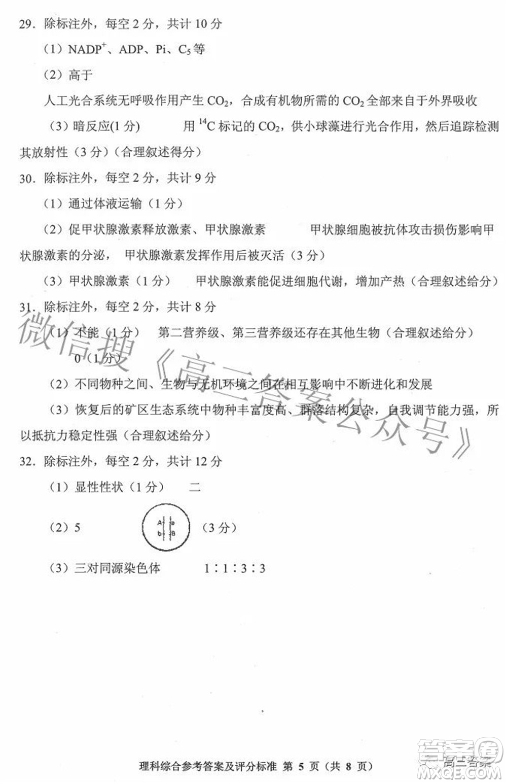 貴州省2022年普通高等學(xué)校招生適應(yīng)性測(cè)試?yán)砜凭C合試題及答案