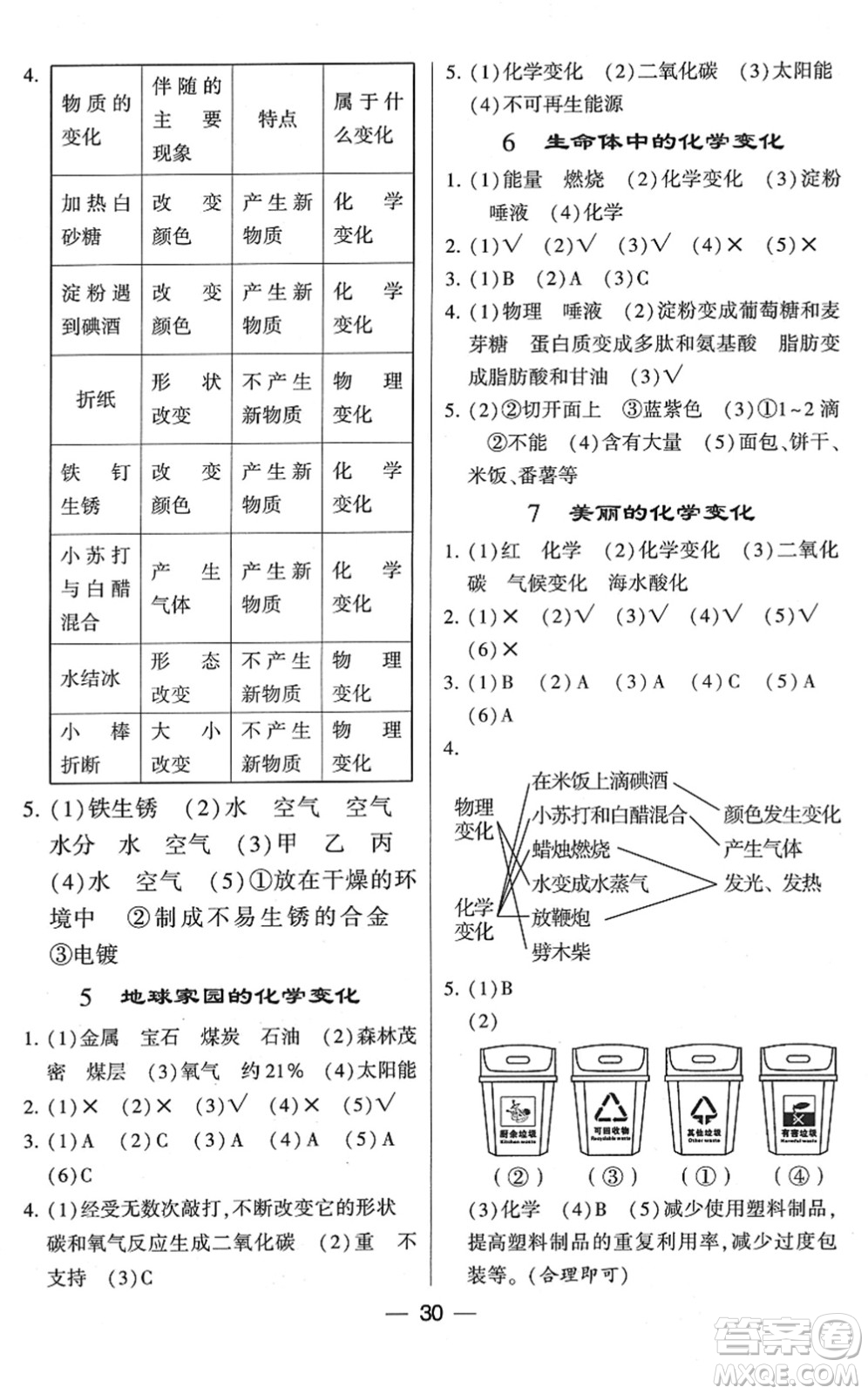 寧夏人民教育出版社2022學(xué)霸棒棒堂同步提優(yōu)六年級(jí)科學(xué)下冊(cè)JK教科版答案