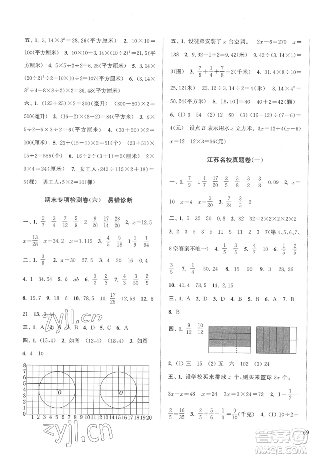 蘇州大學出版社2022金鑰匙1+1目標檢測五年級下冊數(shù)學江蘇版參考答案