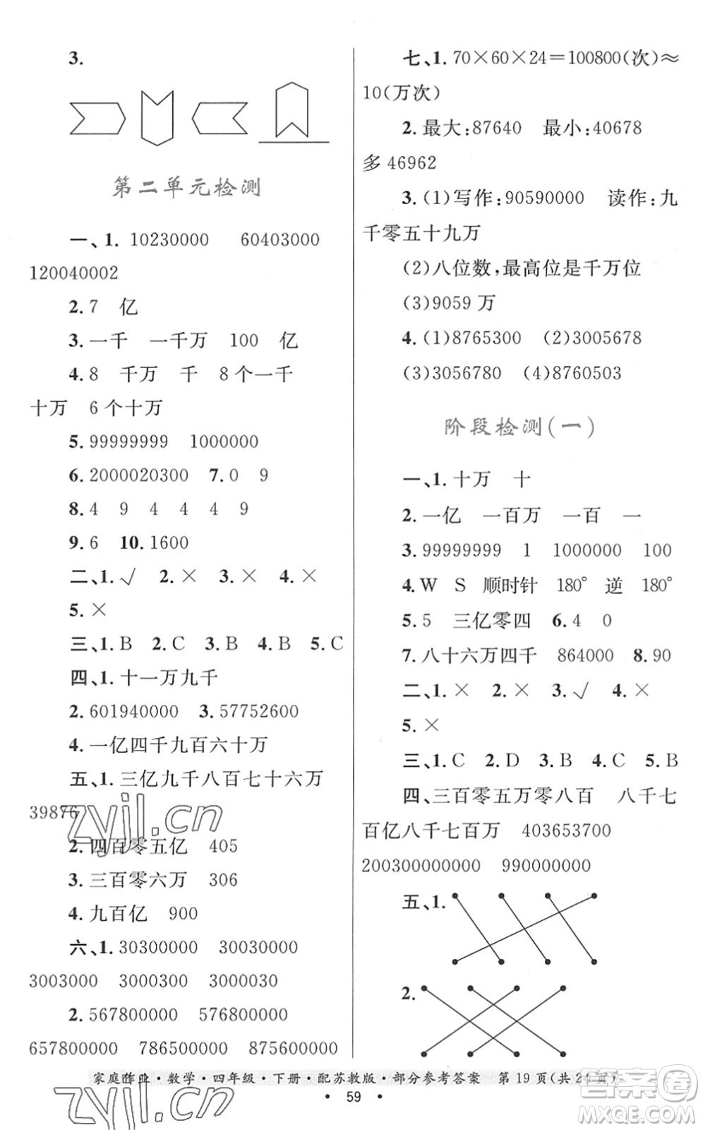 貴州人民出版社2022家庭作業(yè)四年級數(shù)學下冊蘇教版答案