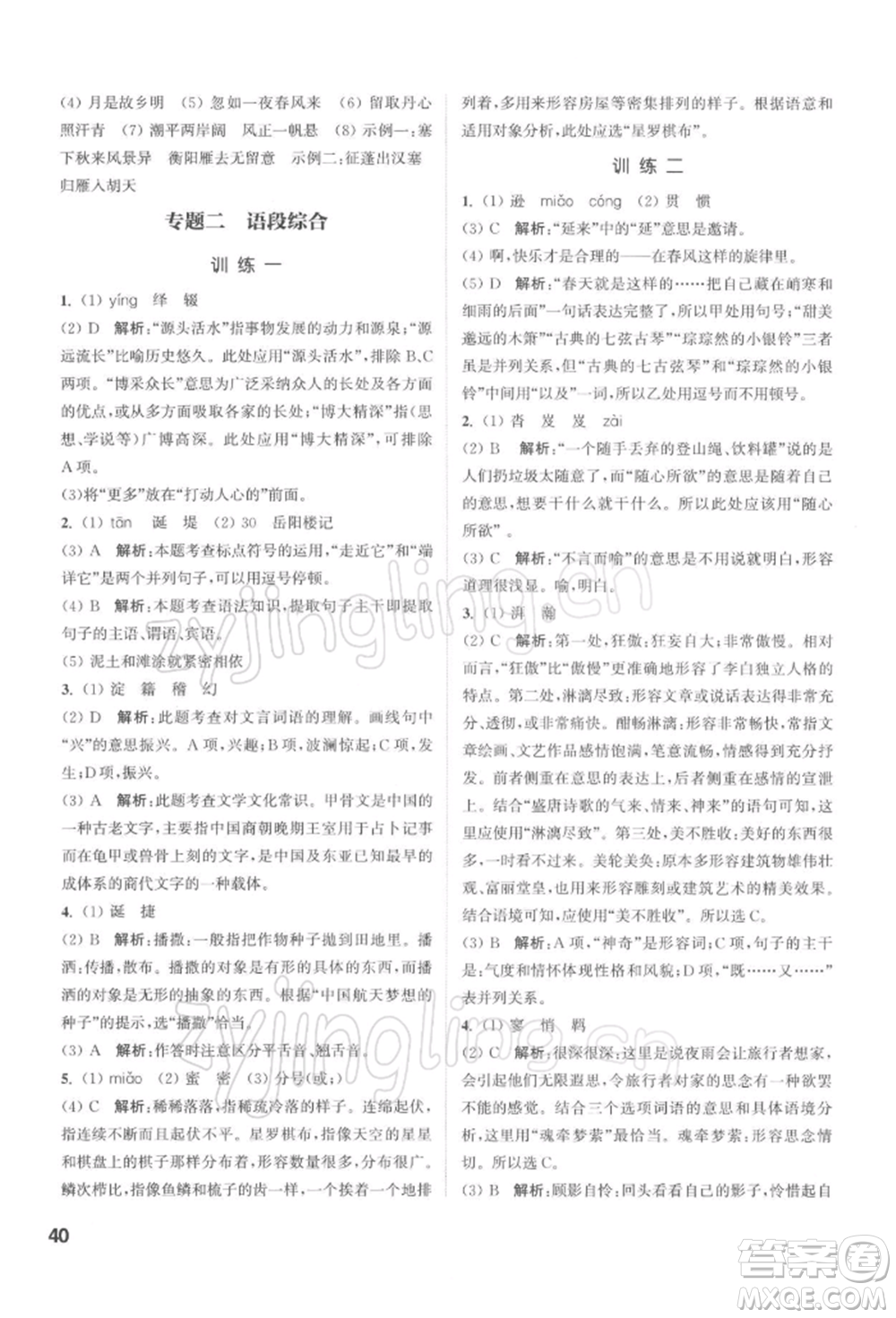 蘇州大學(xué)出版社2022金鑰匙1+1課時(shí)作業(yè)目標(biāo)檢測(cè)九年級(jí)下冊(cè)語文全國(guó)版參考答案