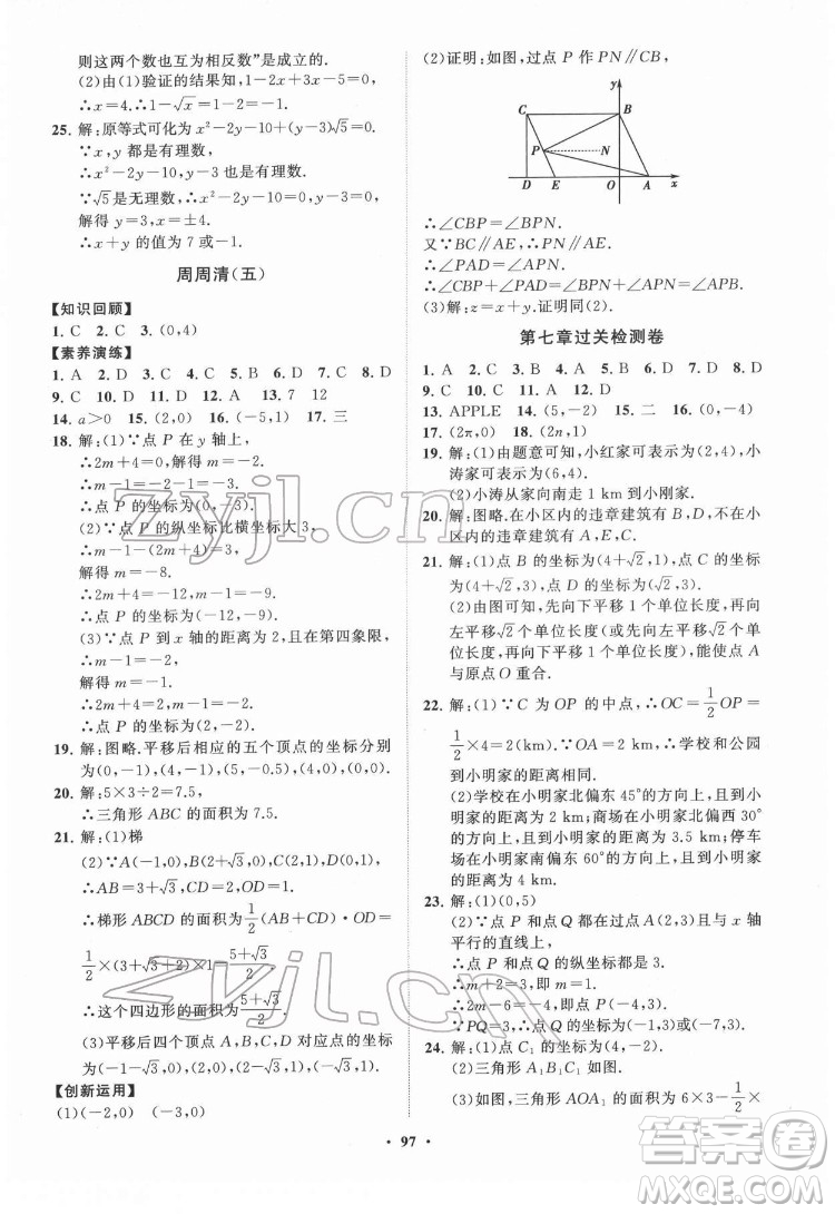 山東教育出版社2022初中同步練習冊分層卷數(shù)學七年級下冊人教版答案