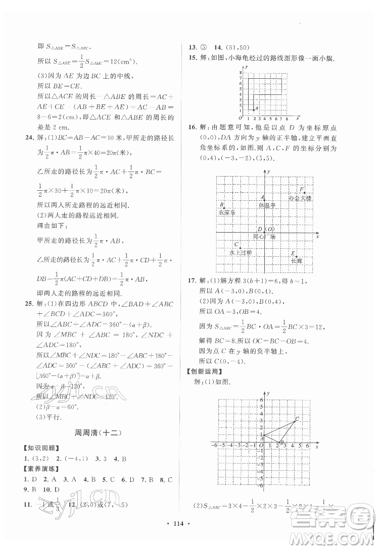 山東教育出版社2022初中同步練習(xí)冊(cè)分層卷數(shù)學(xué)七年級(jí)下冊(cè)青島版答案