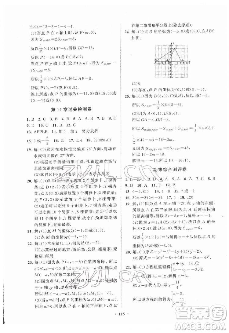 山東教育出版社2022初中同步練習(xí)冊(cè)分層卷數(shù)學(xué)七年級(jí)下冊(cè)青島版答案