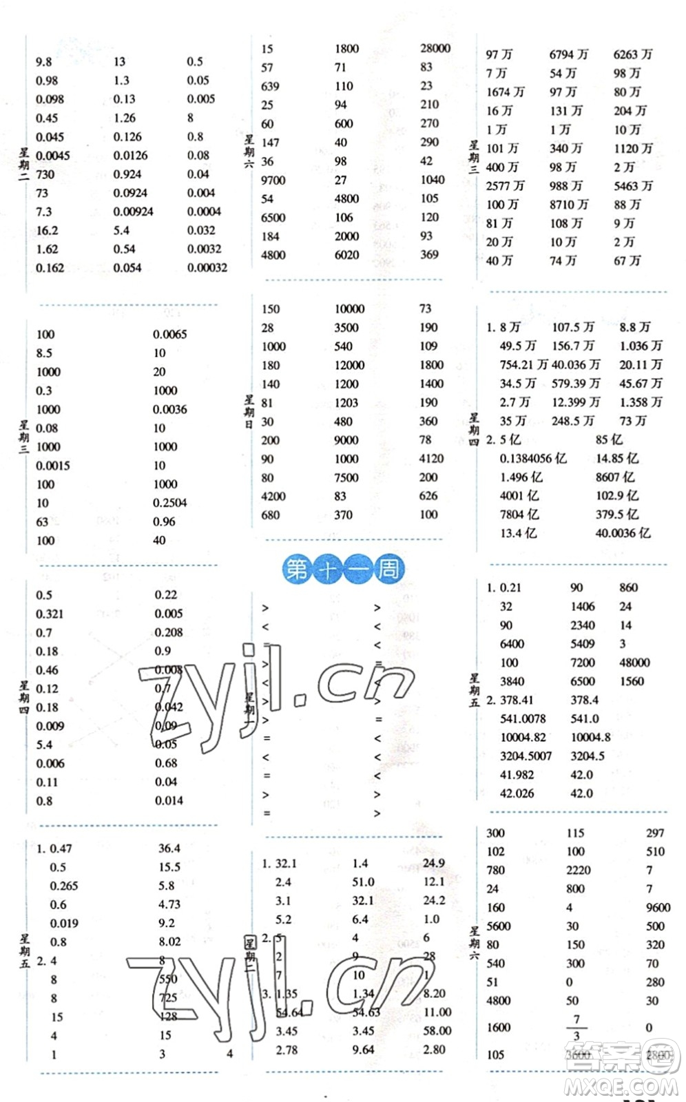 寧夏人民教育出版社2022經(jīng)綸學(xué)典口算達(dá)人四年級數(shù)學(xué)下冊QD青島版答案