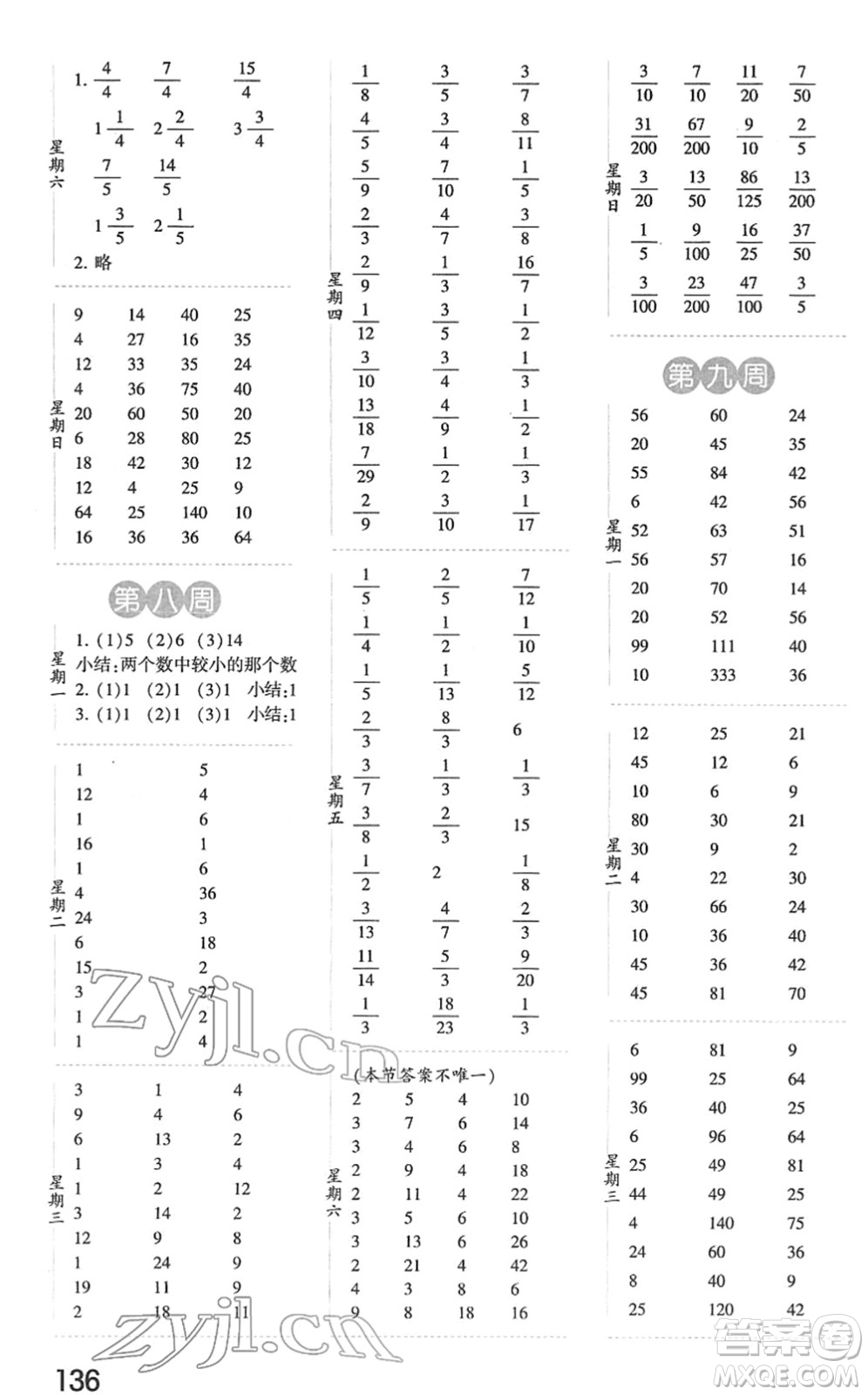 寧夏人民教育出版社2022經(jīng)綸學(xué)典口算達(dá)人五年級(jí)數(shù)學(xué)下冊(cè)RJ人教版答案