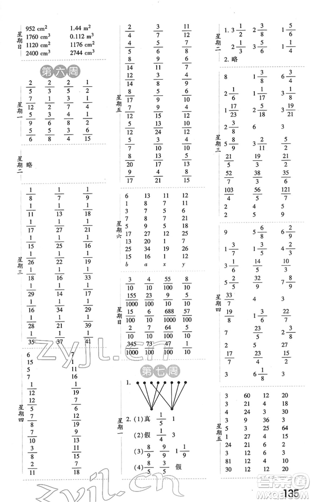 寧夏人民教育出版社2022經(jīng)綸學(xué)典口算達(dá)人五年級(jí)數(shù)學(xué)下冊(cè)RJ人教版答案