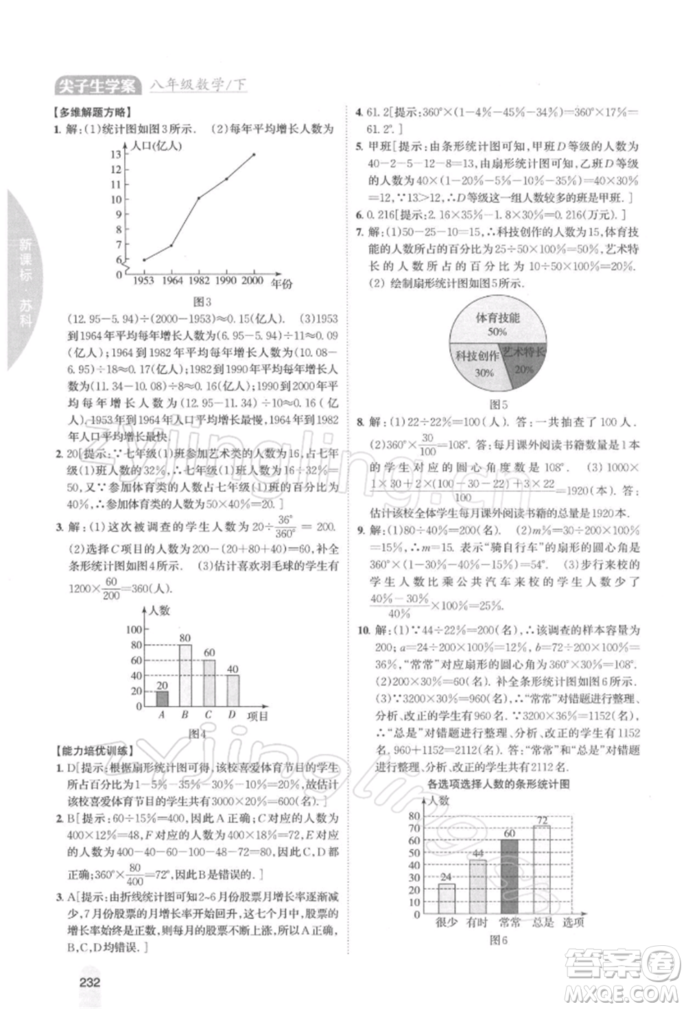 吉林人民出版社2022尖子生學(xué)案八年級下冊數(shù)學(xué)蘇科版參考答案