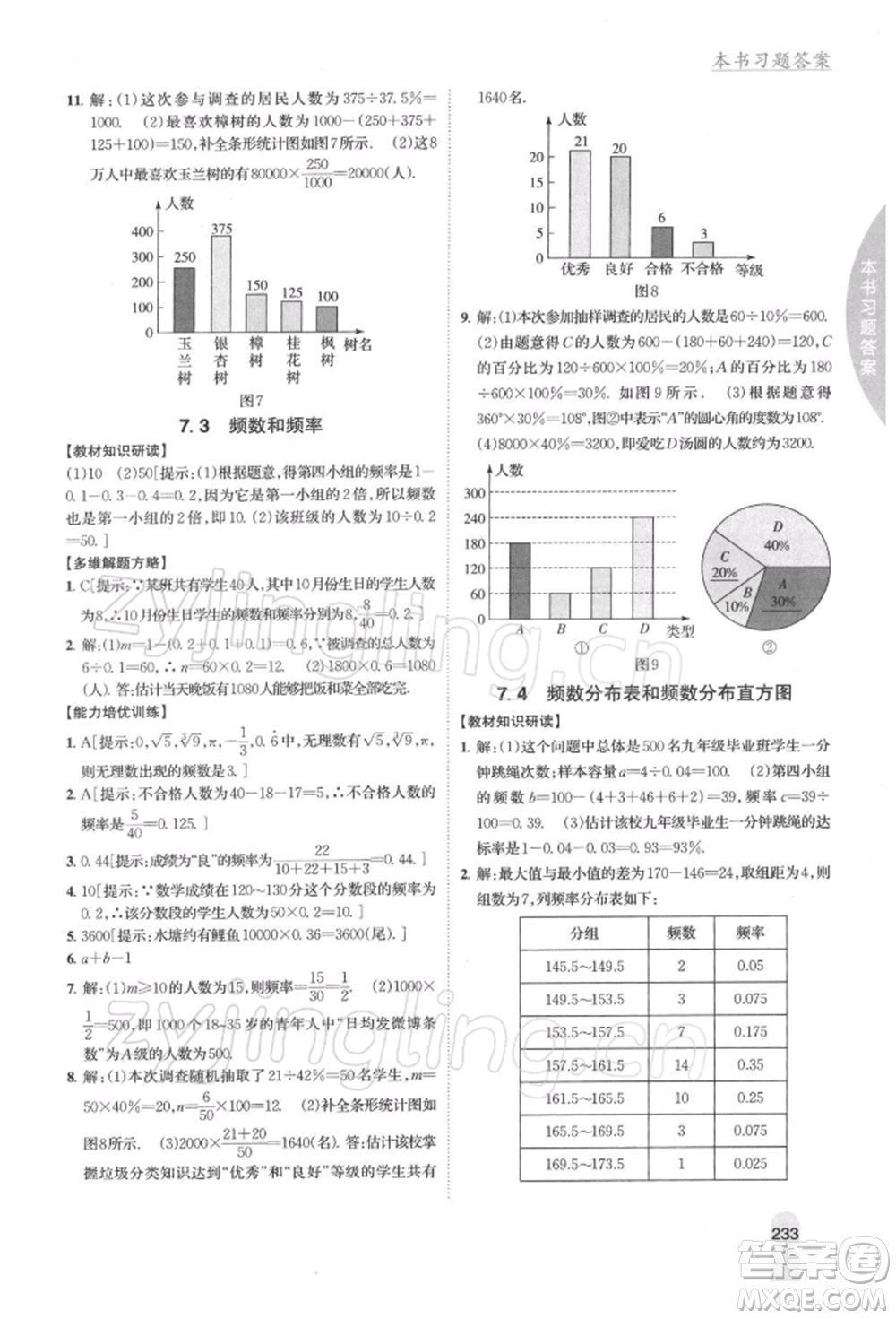 吉林人民出版社2022尖子生學(xué)案八年級下冊數(shù)學(xué)蘇科版參考答案