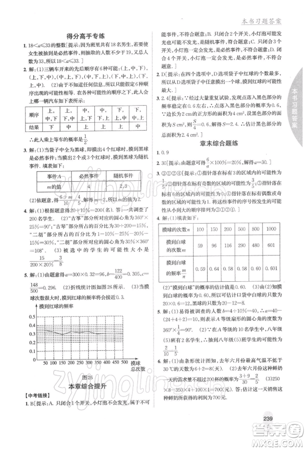 吉林人民出版社2022尖子生學(xué)案八年級下冊數(shù)學(xué)蘇科版參考答案