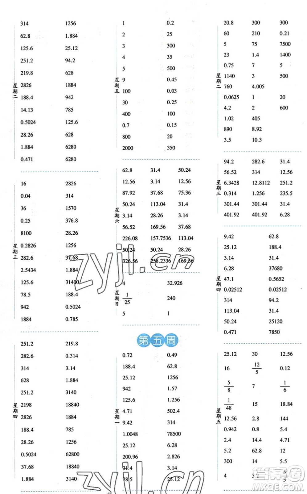 寧夏人民教育出版社2022經(jīng)綸學(xué)典口算達(dá)人六年級(jí)數(shù)學(xué)下冊QD青島版答案