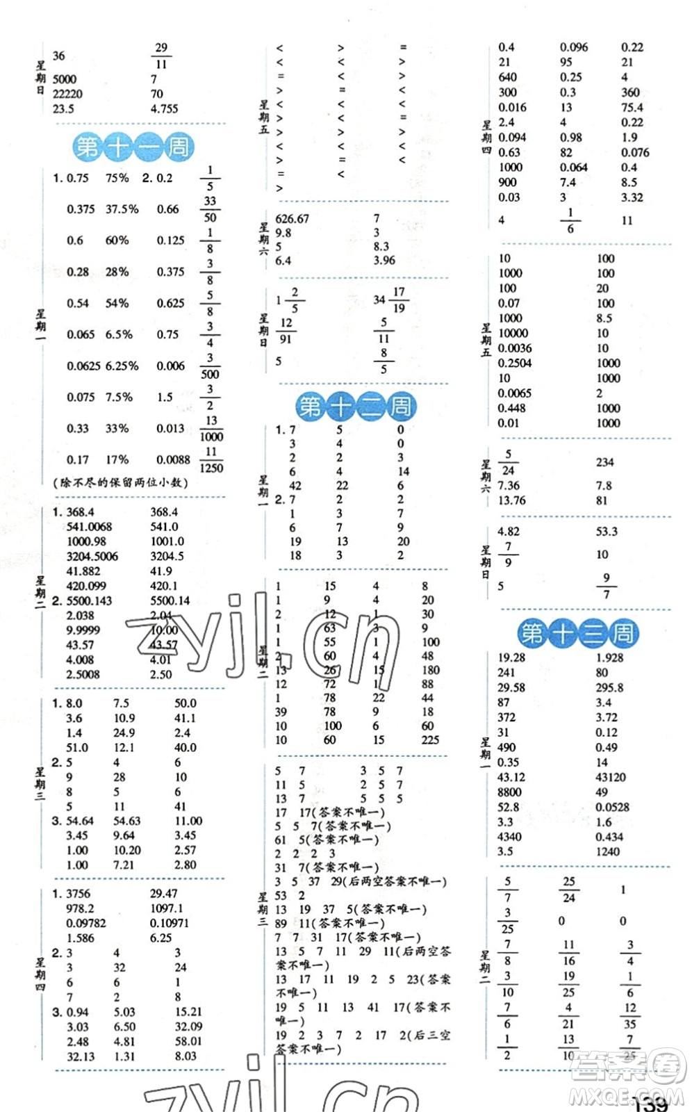 寧夏人民教育出版社2022經(jīng)綸學(xué)典口算達(dá)人六年級(jí)數(shù)學(xué)下冊QD青島版答案