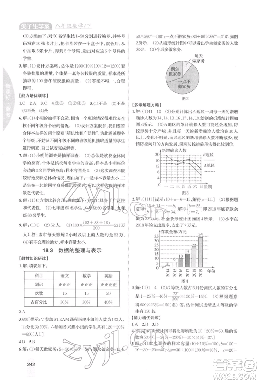 吉林人民出版社2022尖子生學案八年級下冊數學冀教版參考答案