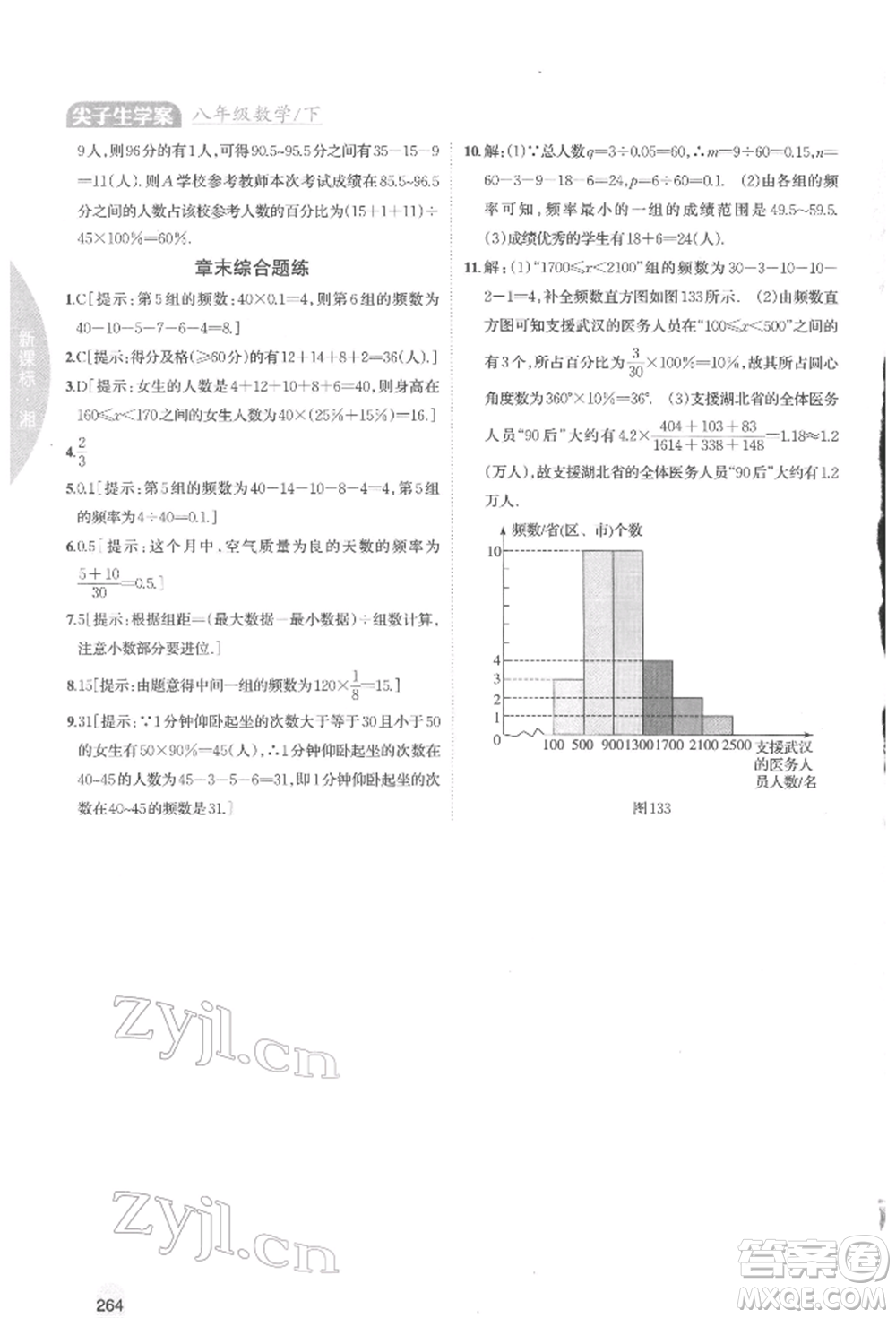 吉林人民出版社2022尖子生學(xué)案八年級下冊數(shù)學(xué)湘教版參考答案