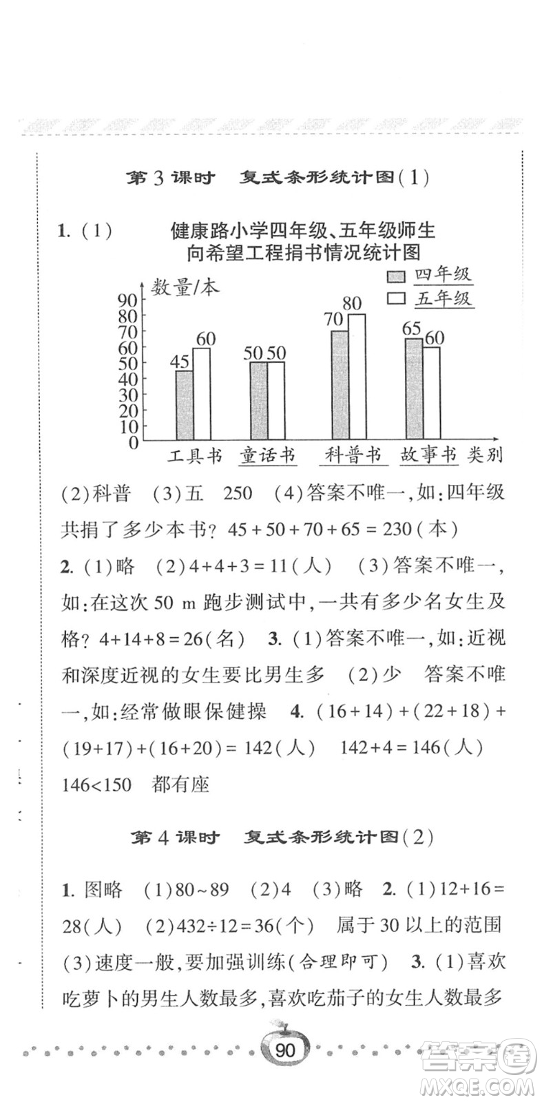 寧夏人民教育出版社2022經綸學典課時作業(yè)四年級數學下冊RJ人教版答案