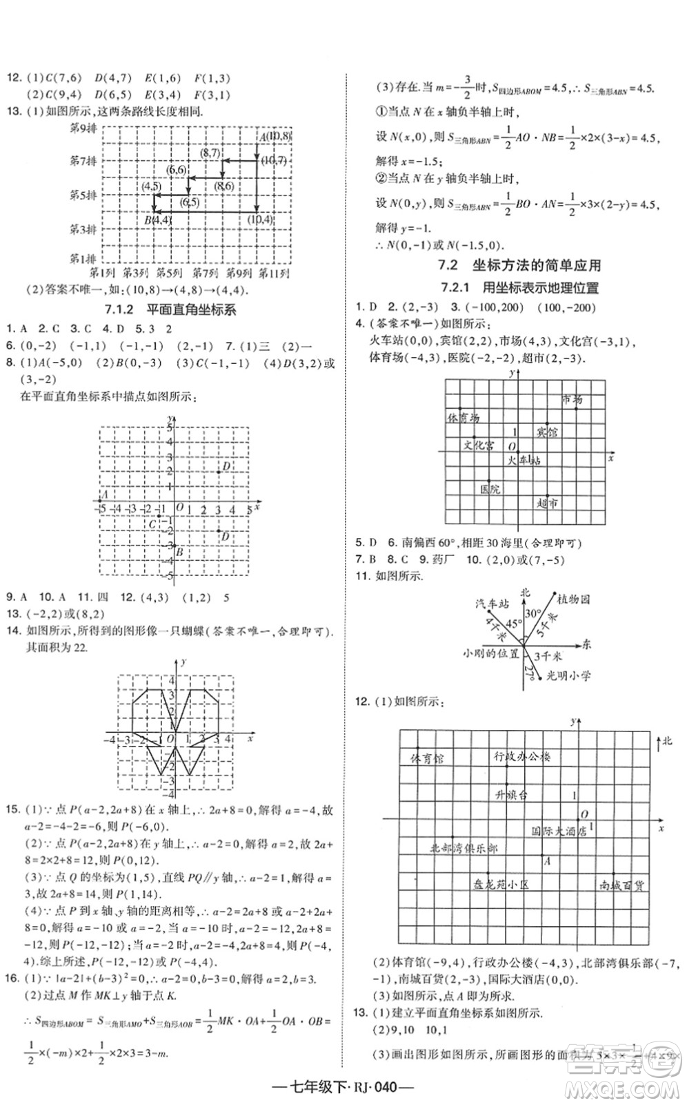 寧夏人民教育出版社2022學霸課時作業(yè)七年級數(shù)學下冊RJ人教版答案