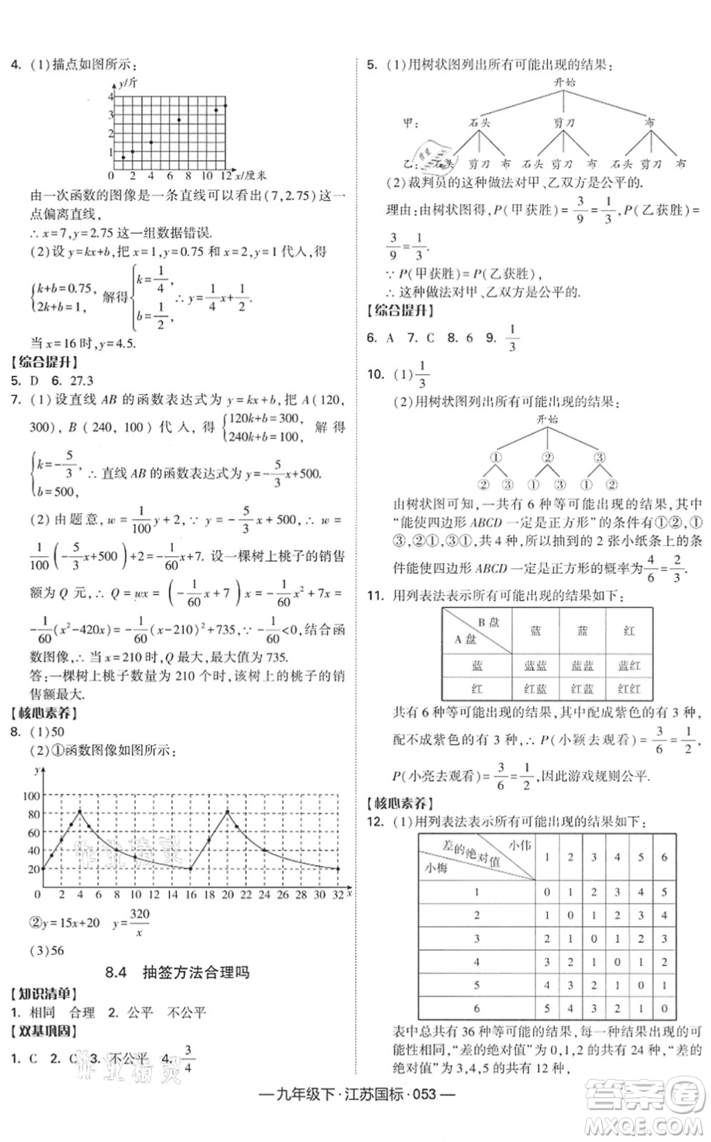 寧夏人民教育出版社2022學(xué)霸課時(shí)作業(yè)九年級數(shù)學(xué)下冊江蘇國標(biāo)版答案