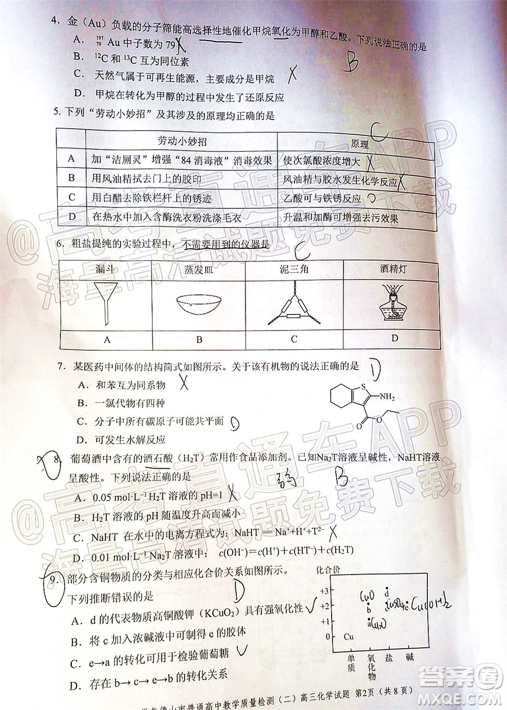 2021-2022學(xué)年佛山市普通高中高三教學(xué)質(zhì)量檢測(cè)二化學(xué)試題及答案