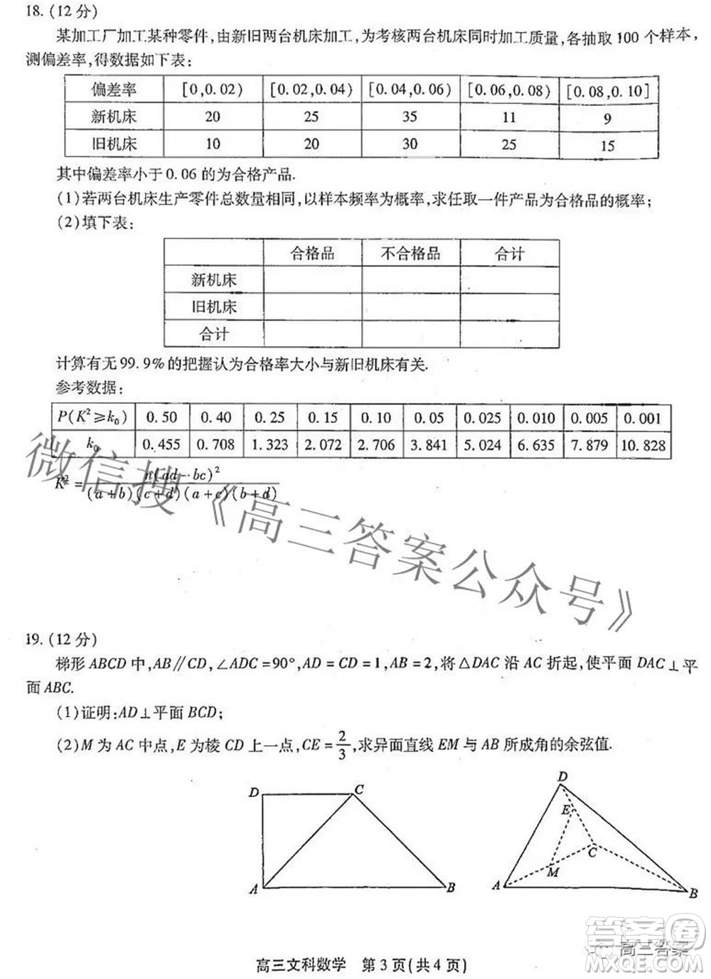 安徽省鼎尖聯(lián)盟2022屆4月聯(lián)考高三文科數(shù)學(xué)試題及答案