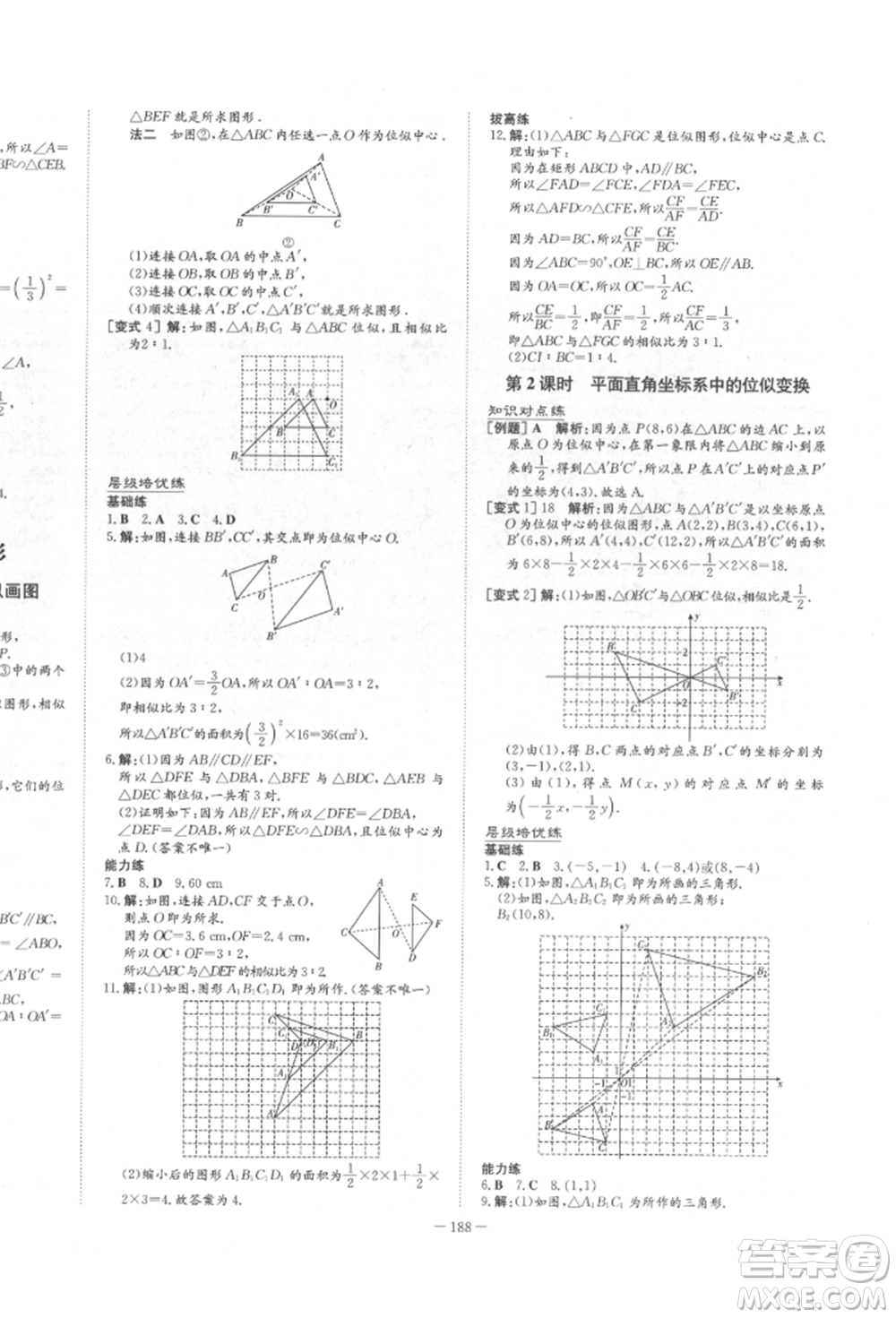 陜西人民教育出版社2022練案五四學(xué)制八年級(jí)數(shù)學(xué)下冊(cè)魯教版參考答案