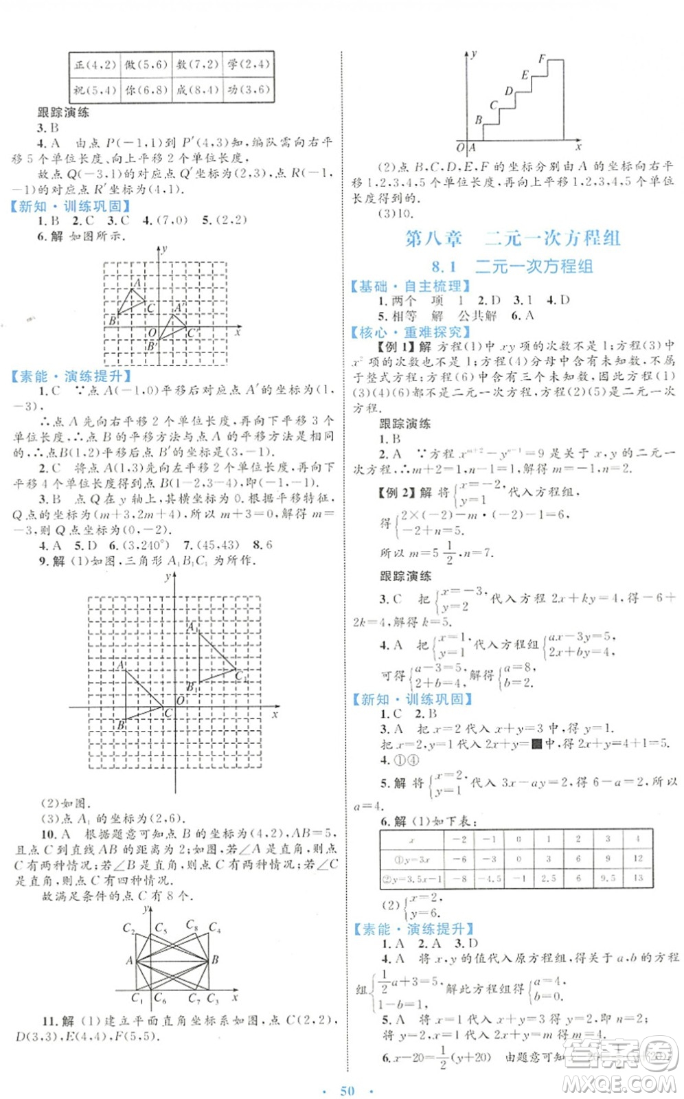 內(nèi)蒙古教育出版社2022初中同步學(xué)習(xí)目標(biāo)與檢測七年級(jí)數(shù)學(xué)下冊(cè)人教版答案