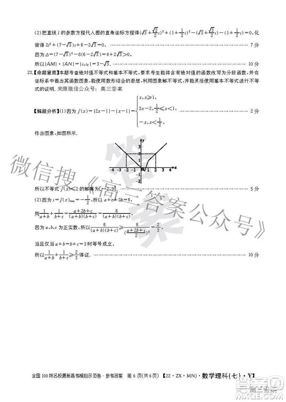 2022全國100所名校最新高考模擬示范卷七理科數(shù)學試題及答案