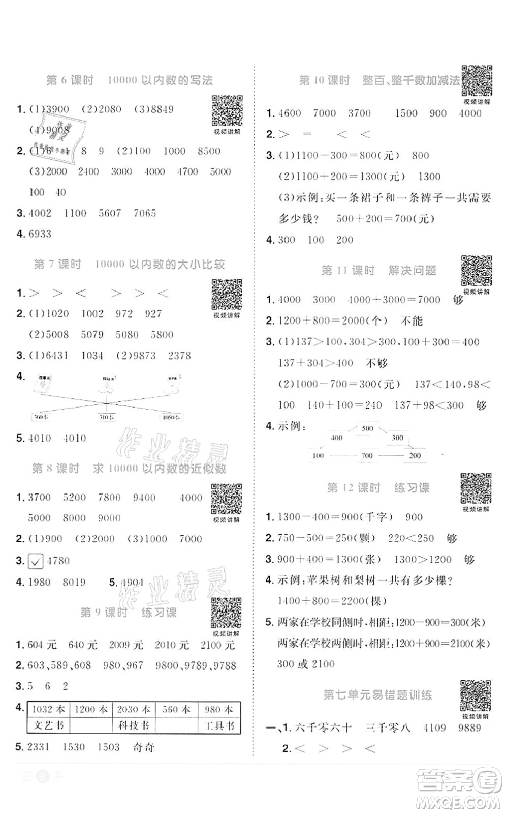 浙江教育出版社2022陽光同學(xué)課時(shí)達(dá)標(biāo)訓(xùn)練二年級(jí)數(shù)學(xué)下冊R人教版浙江專版答案