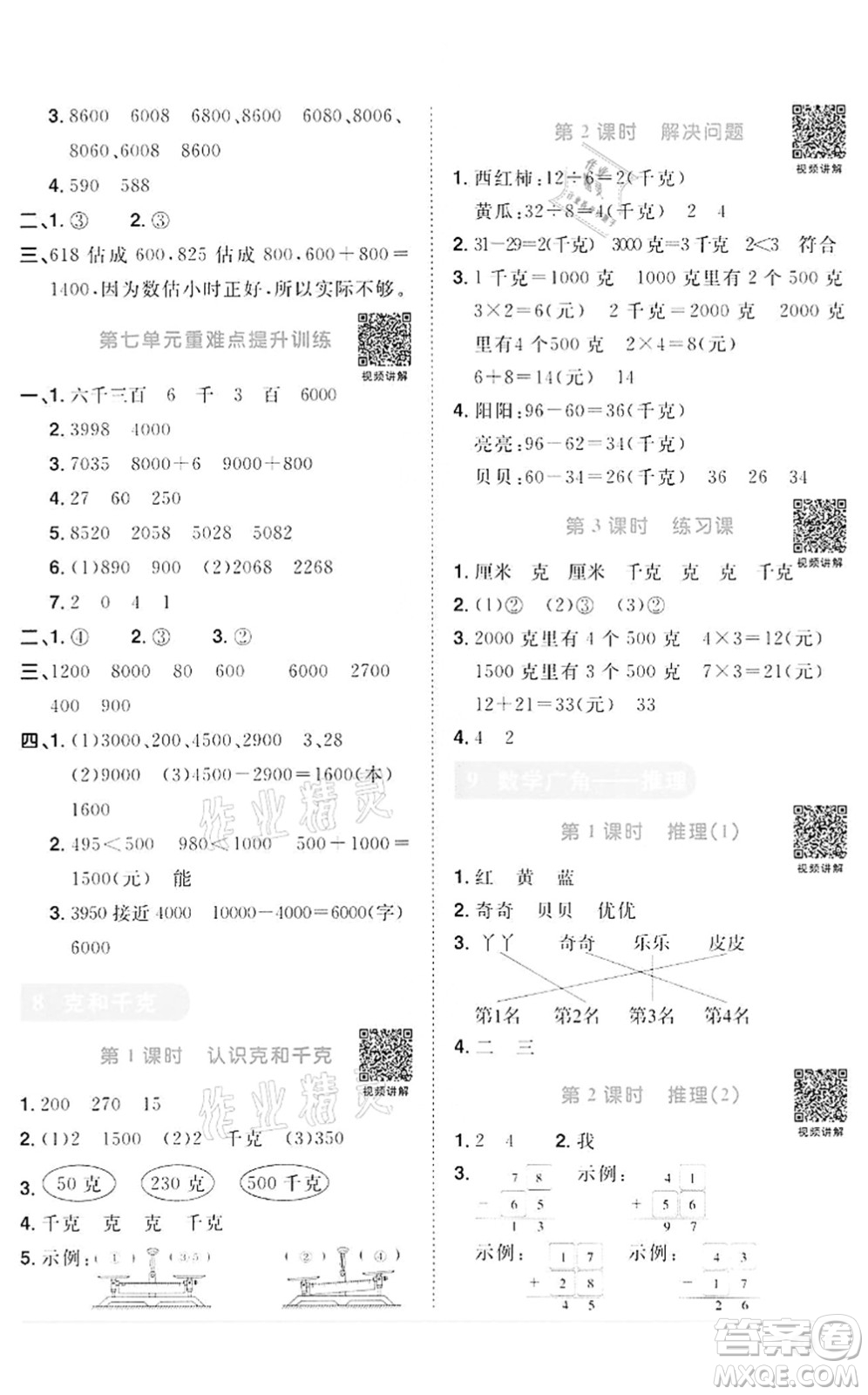 浙江教育出版社2022陽光同學(xué)課時(shí)達(dá)標(biāo)訓(xùn)練二年級(jí)數(shù)學(xué)下冊R人教版浙江專版答案