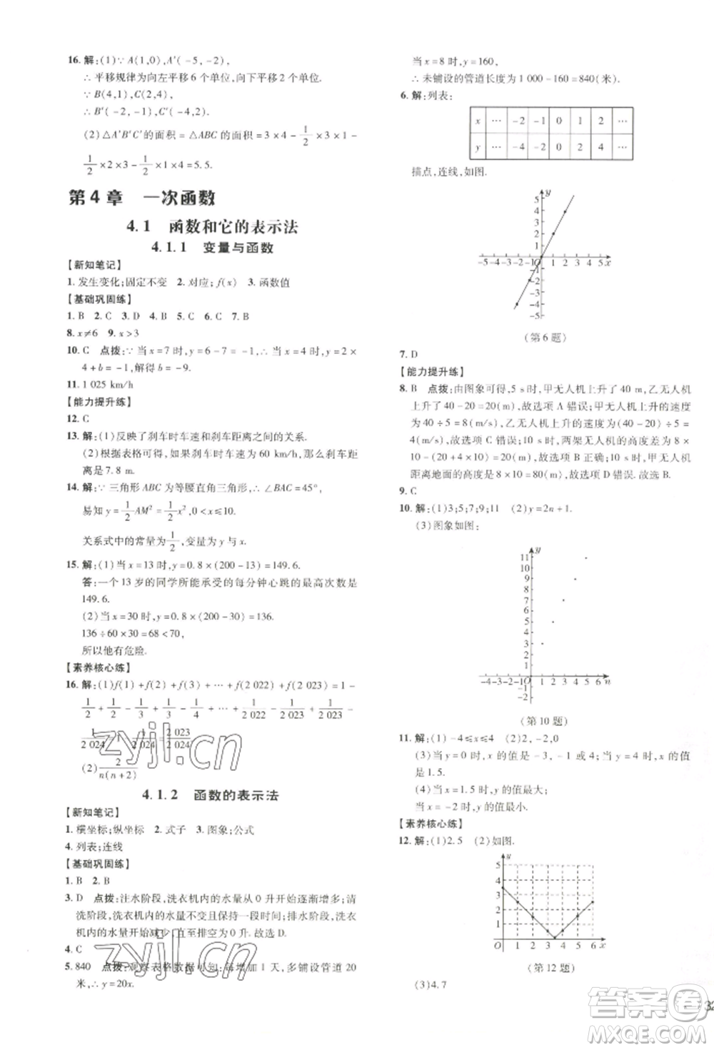 吉林教育出版社2022點撥訓(xùn)練課時作業(yè)本八年級下冊數(shù)學(xué)湘教版參考答案