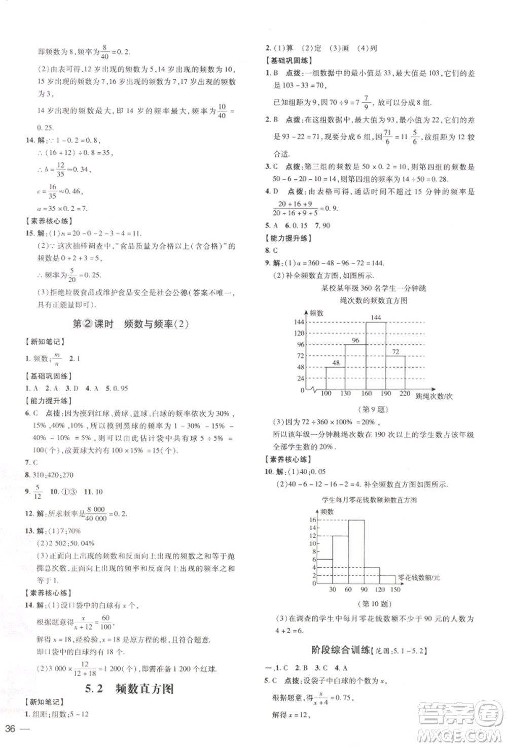 吉林教育出版社2022點撥訓(xùn)練課時作業(yè)本八年級下冊數(shù)學(xué)湘教版參考答案