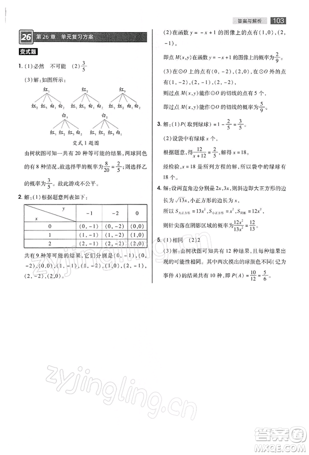 陜西師范大學(xué)出版總社有限公司2022教材完全解讀九年級(jí)下冊數(shù)學(xué)滬科版參考答案