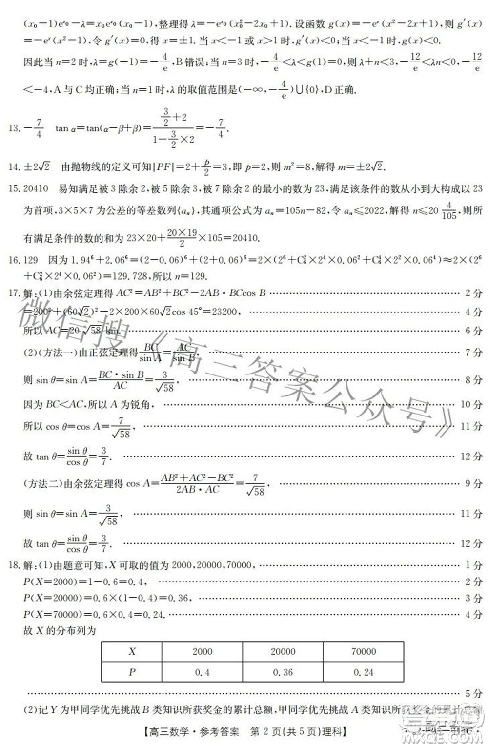 2022年河南省高三模擬考試?yán)砜茢?shù)學(xué)試題及答案