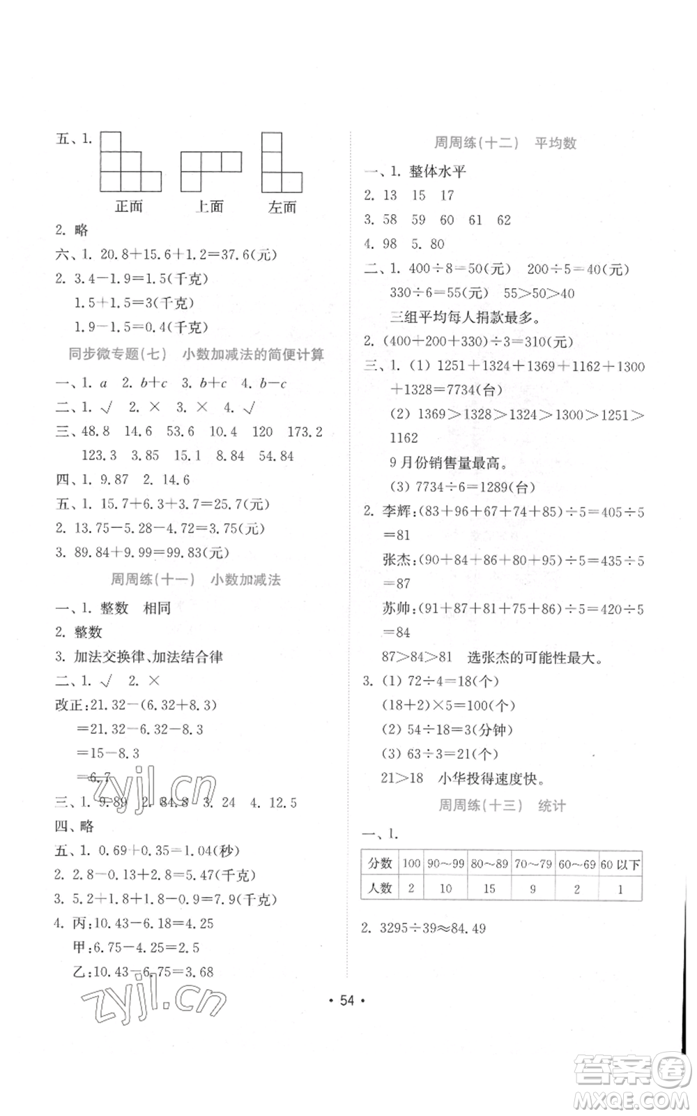 山東教育出版社2022金鑰匙小學(xué)數(shù)學(xué)試卷四年級(jí)下冊(cè)青島版參考答案