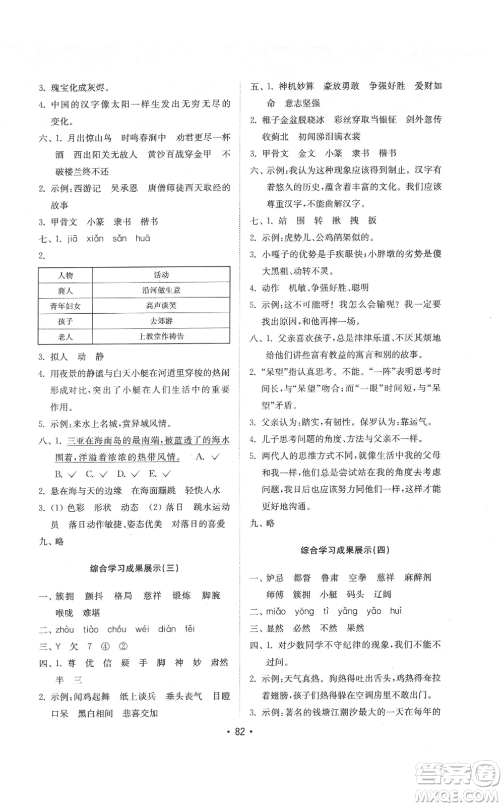 山東教育出版社2022金鑰匙小學(xué)語文試卷基礎(chǔ)練五年級下冊人教版參考答案