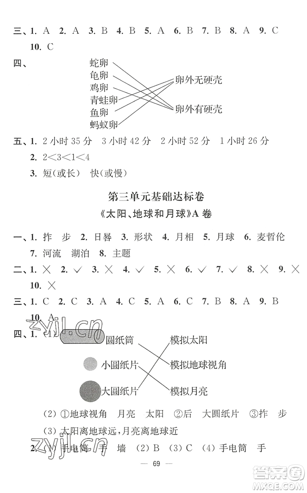 延邊大學(xué)出版社2022江蘇好卷三年級(jí)科學(xué)下冊(cè)教科版答案