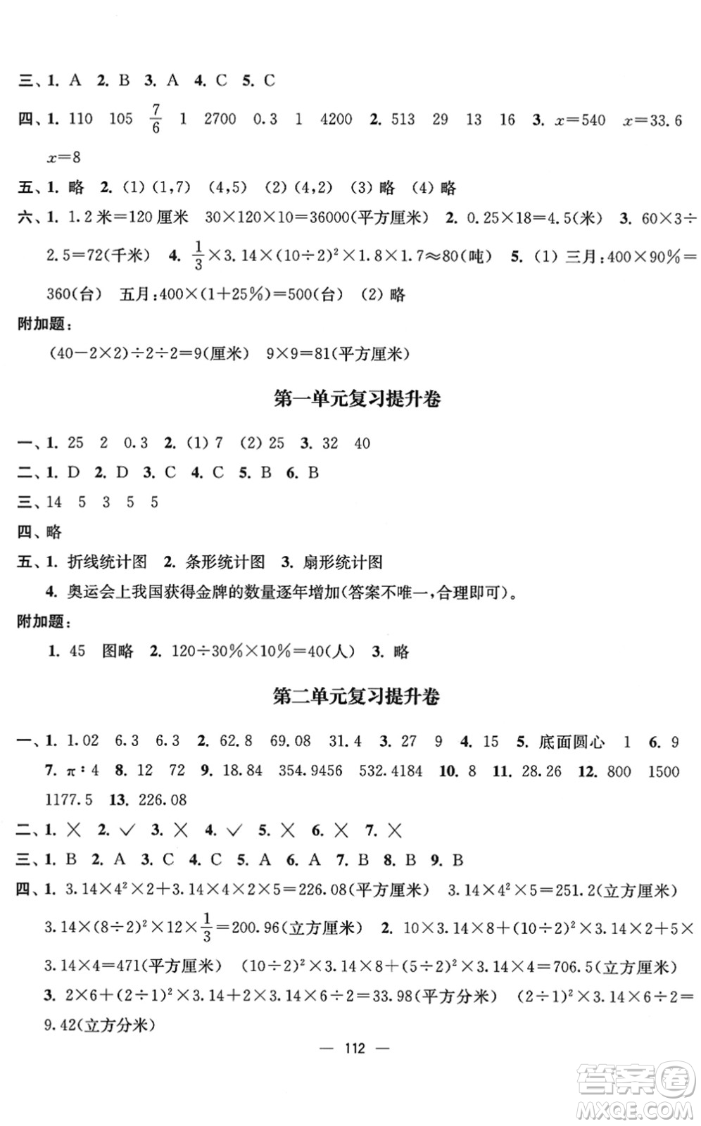 延邊大學(xué)出版社2022江蘇好卷六年級數(shù)學(xué)下冊蘇教版答案