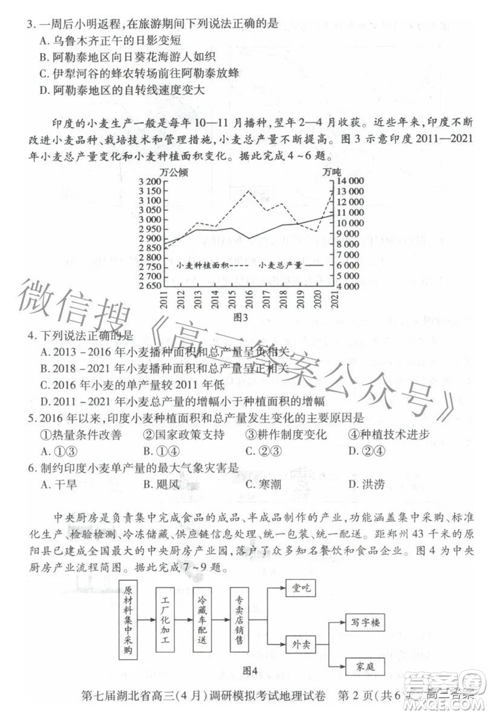 2022年第七屆湖北省高三4月調(diào)研模擬考試地理試題及答案