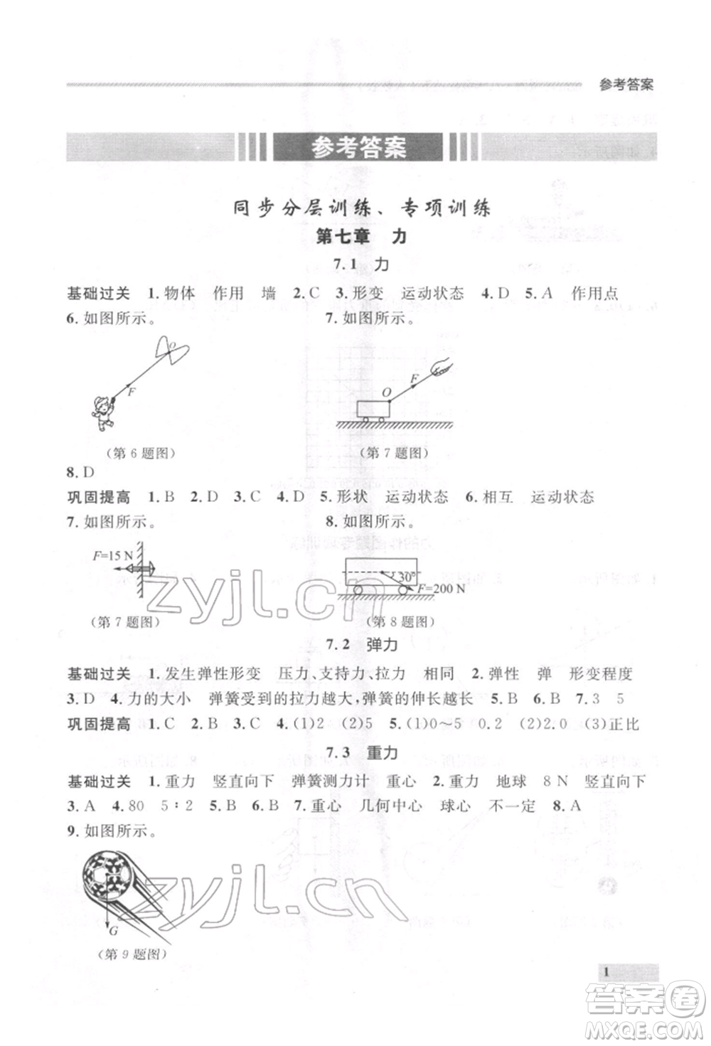 延邊大學(xué)出版社2022點(diǎn)石成金金牌每課通八年級(jí)下冊(cè)物理人教版大連專版參考答案