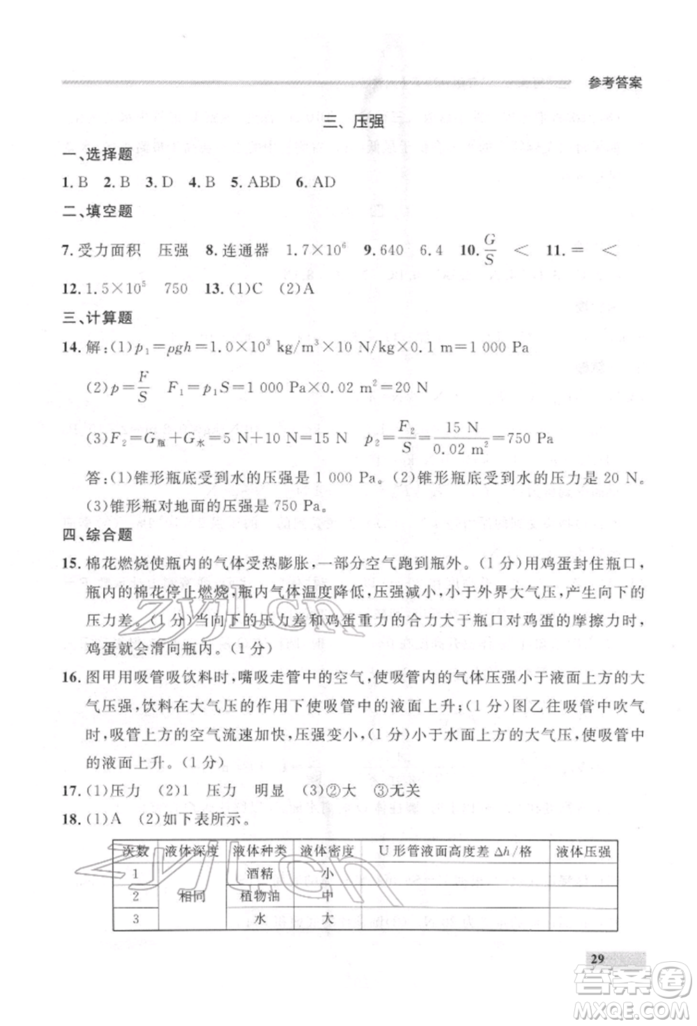 延邊大學(xué)出版社2022點(diǎn)石成金金牌每課通八年級(jí)下冊(cè)物理人教版大連專版參考答案