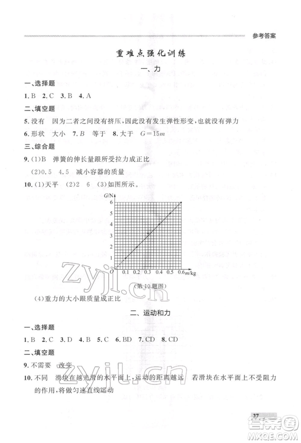 延邊大學(xué)出版社2022點(diǎn)石成金金牌每課通八年級(jí)下冊(cè)物理人教版大連專版參考答案