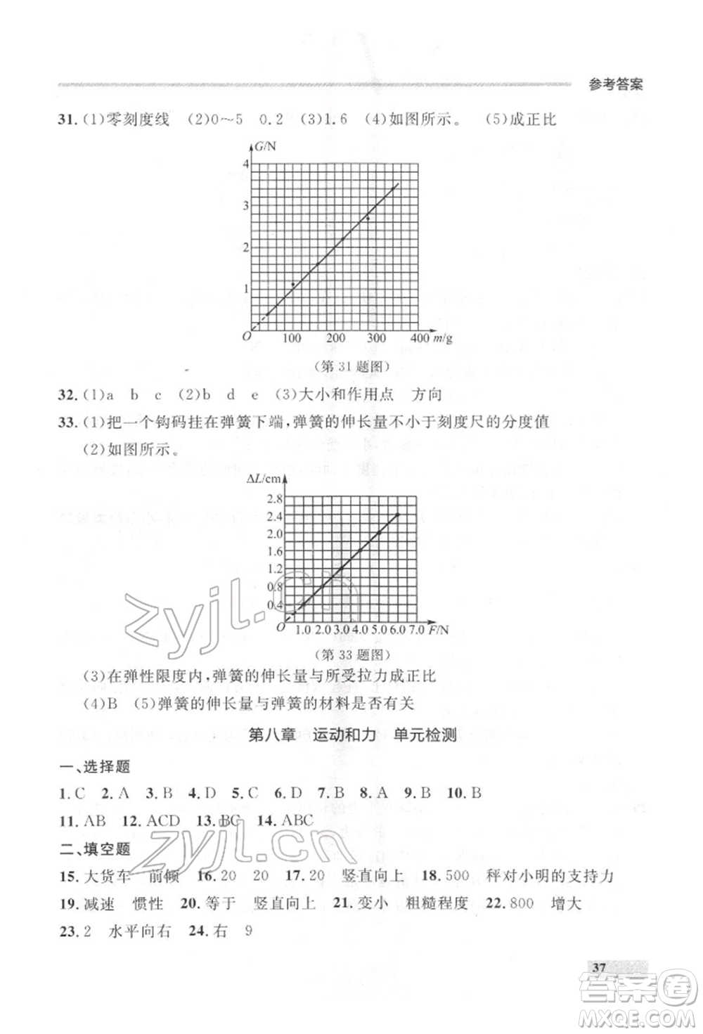 延邊大學(xué)出版社2022點(diǎn)石成金金牌每課通八年級(jí)下冊(cè)物理人教版大連專版參考答案